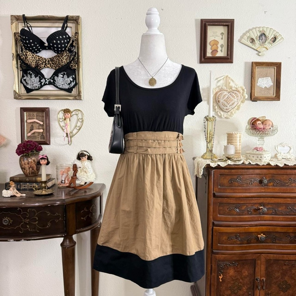 y2k girly grunge twee babydoll dress w buttons